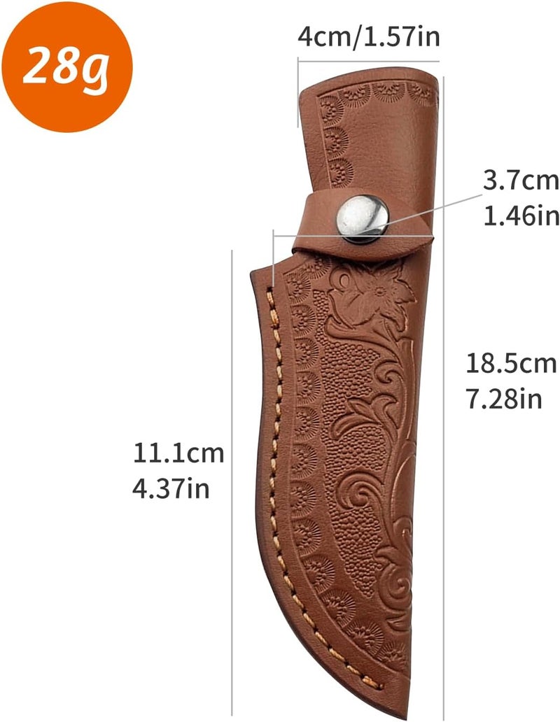 Xeerrfan Leather Knife Sheath for Belt, Genuine Leather Holster for up to 4.3" Fixed Blade Knife, Hunting Knives Holder with Snap Closure (Brown) - Image 2